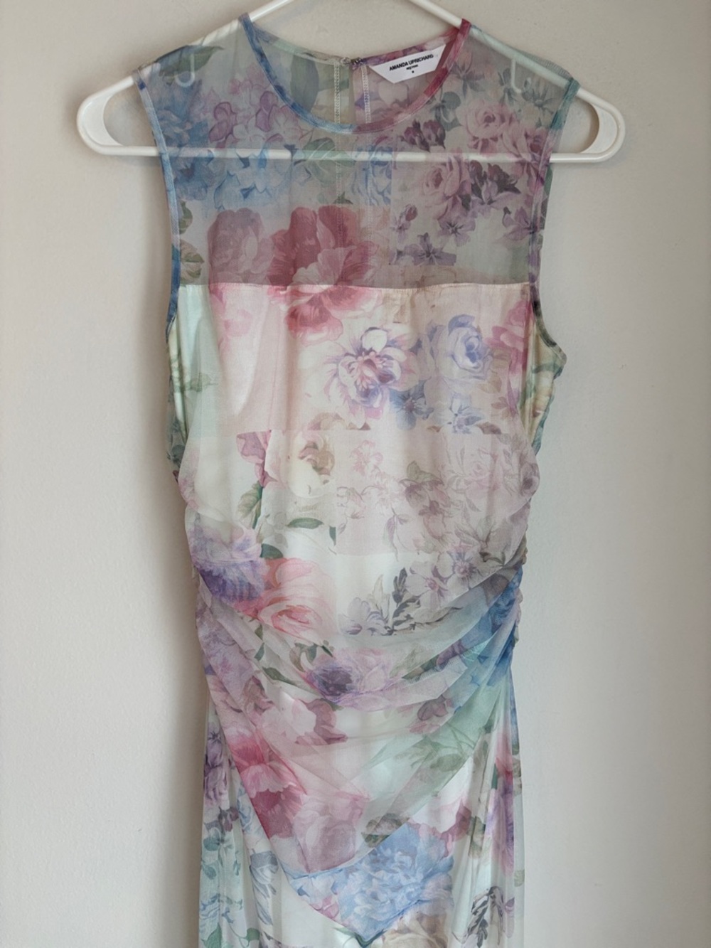 Amanda Uprichard Lyle Sheer Floral Midi rouged pastel Dress Womens MD bridal EUC - Picture 6 of 16